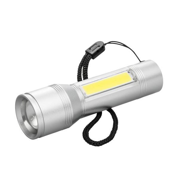 LED-Taschenlampe mit COB-Leuchte in silber